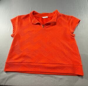 See and Be Seen Women’s Textured Quarter Zip Top Short Sleeve Orange  Size XL